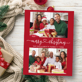 書道ハートメリークリスマスレッド2写真 ポストカード