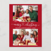 書道ハートメリークリスマスレッド2写真 ポストカード (正面)