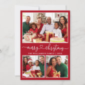 書道ハートメリークリスマスレッド3写真 シーズンカード (正面)