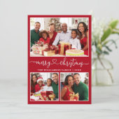 書道ハートメリークリスマスレッド3写真 シーズンカード (スタンド正面)