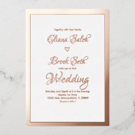 書道ハートモダンス結婚クリプト 箔招待状