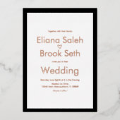 書道ハートモダン線結婚の押し 箔招待状 (正面)