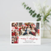 書道ハートレッドクリスマス4フォトホリデー ポストカード (スタンド正面)