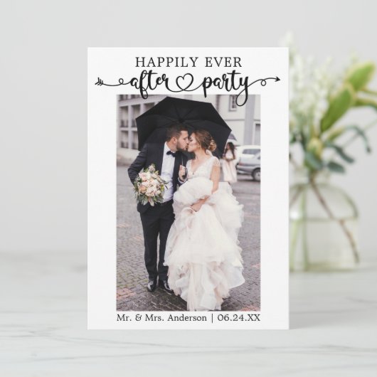 書道ハート写真がパーティー後ずっと楽しく 案内状 (スタンド正面)