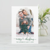 書道ハート写真アーチグリーンクリスマス シーズンカード (スタンド正面)