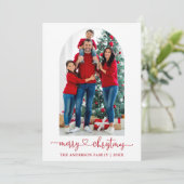 書道ハート写真アーチレッドクリスマス シーズンカード (スタンド正面)