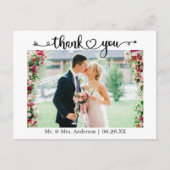 書道ハート写真ウェディングサンキュ ポストカード (正面)