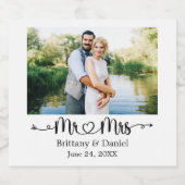 書道ハート写真ミセス結婚ズ スパークリングワインラベル (シングルラベル)