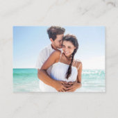 書道ハート写真結婚のティール(緑がかった色)QR RSVP エンクロージャーカード (裏面)