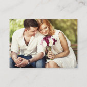 書道ハート写真結婚のバーガンディQR RSVP エンクロージャーカード (裏面)