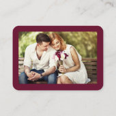 書道ハート写真結婚のバーガンディRSVP QR エンクロージャーカード (裏面)