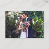 書道ハート写真結婚紫QR RSVP エンクロージャーカード (裏面)