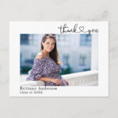 書道ハート卒業写真ありがとう ポストカード (正面)