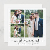 書道ハート得We結婚したの結婚3枚の写真 案内状 (正面/裏面)