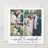 書道ハート得We結婚したの結婚3枚の写真 案内状 (正面)