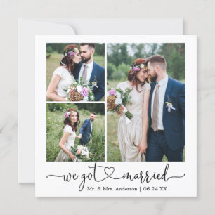 書道ハート得We結婚したの結婚3枚の写真 案内状