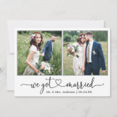 書道ハート得We結婚した 2結婚写真 案内状 (正面)