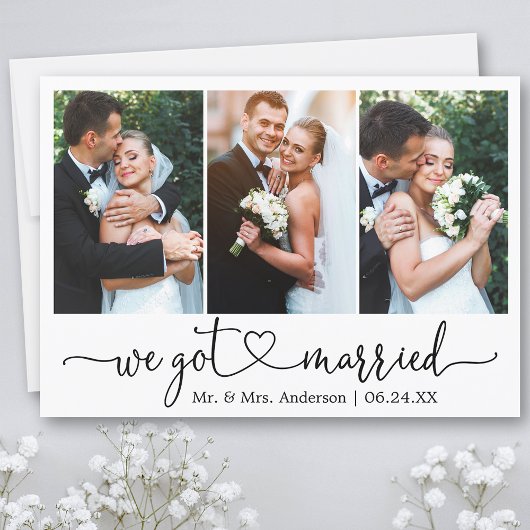 書道ハート得We結婚した 3結婚写真 案内状