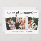 書道ハート得We結婚した 3結婚枚 案内状 (正面)