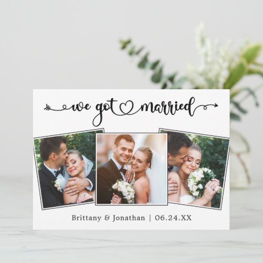 書道ハート得We結婚した 3結婚枚 案内状 (スタンド正面)