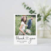 書道ハート感謝 結婚写真 ポストカード (スタンド正面)