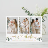 書道ハート水色ユーカリのクリスマス シーズンカード (スタンド正面)