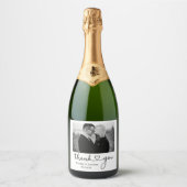 書道ハート白黒結婚写真 スパークリングワインラベル (正面)