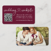 書道ハート結婚くもの巣QRフォトブルゴーニュ エンクロージャーカード (正面/裏面)