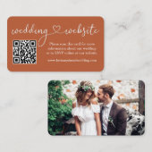 書道ハート結婚くもの巣QR写真テラコッタ エンクロージャーカード (正面/裏面)