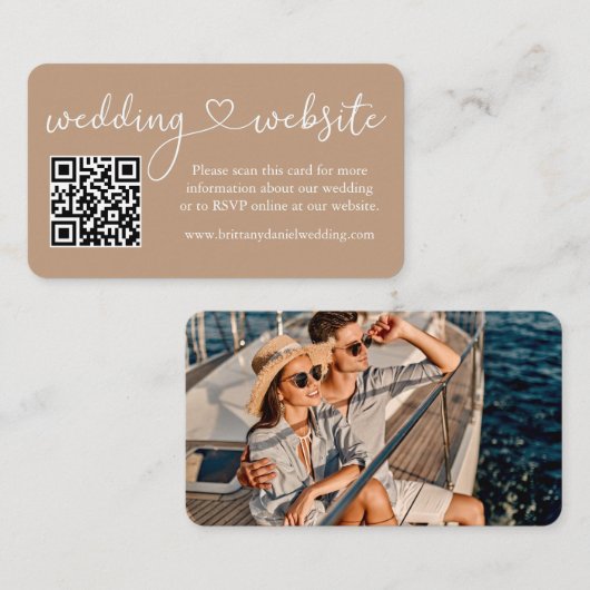 書道ハート結婚のウェブサイトQRフォトトープ エンクロージャーカード (正面/裏面)