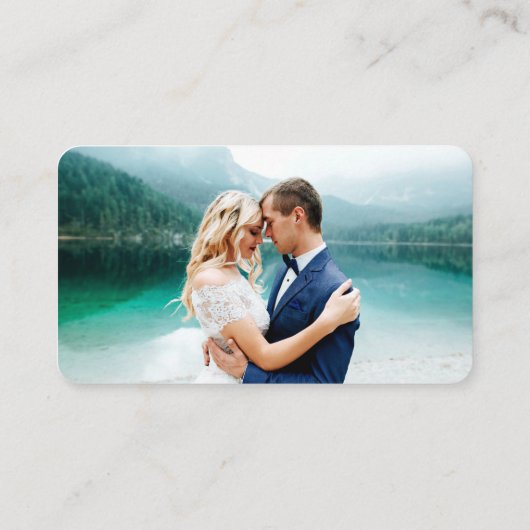 書道ハート結婚のウェブサイトQRフォトブルー エンクロージャーカード (裏面)