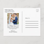 書道ハート結婚の写真をどうもありがとう ポストカード (裏面)