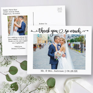 書道ハート結婚の写真をどうもありがとう ポストカード