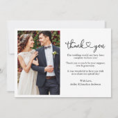 書道ハート結婚の新郎新婦2枚の写真 サンキューカード (裏面)