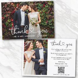 書道ハート結婚のQRコード2写真 サンキューカード