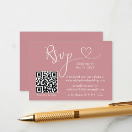 書道ハート結婚のQR RSVPほこりっぽいバラ エンクロージャーカード