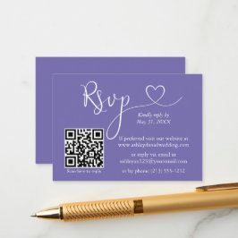 書道ハート結婚のQR RSVP Periwinkle エンクロージャーカード
