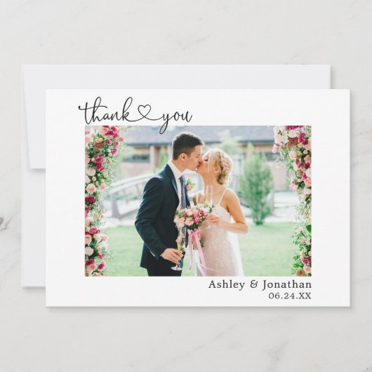 書道ハート結婚スクリプトの写真 サンキューカード (正面)