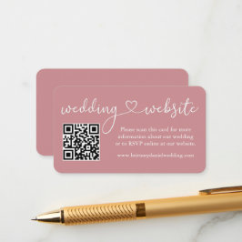 書道ハート結婚ズWebサイトQR埃バラ エンクロージャーカード