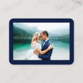 書道ハート結婚写真の青RSVP QR エンクロージャーカード (裏面)