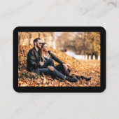 書道ハート結婚写真の黒RSVP QR エンクロージャーカード (裏面)