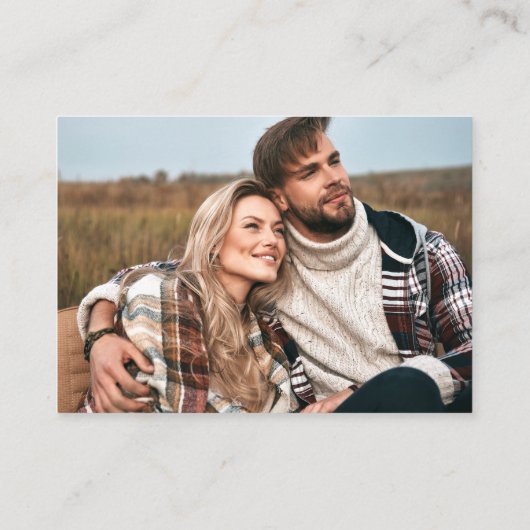 書道ハート結婚写真Taupe QR RSVP エンクロージャーカード (裏面)