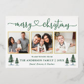 書道ハート3 Photo Christmas Pines金ゴールド 箔シーズンカード (正面)