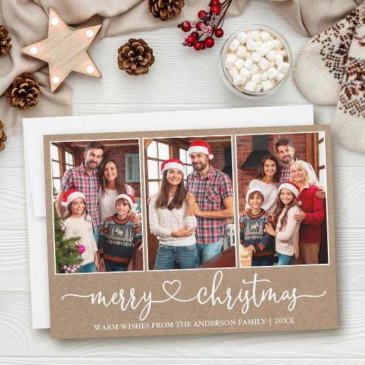 書道ハート3 Photo Kraftメリークリスマス シーズンカード