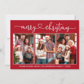 書道ハート3 Photo Red Merry Christmas シーズンカード (正面)