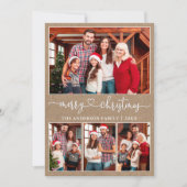 書道ハート4写真クラフトメリークリスマス シーズンカード (正面)