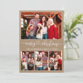 書道ハート4写真クラフトメリークリスマス シーズンカード (スタンド正面)