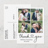 書道ハート4 Photo Thank You 結婚's ポストカード (正面/裏面)