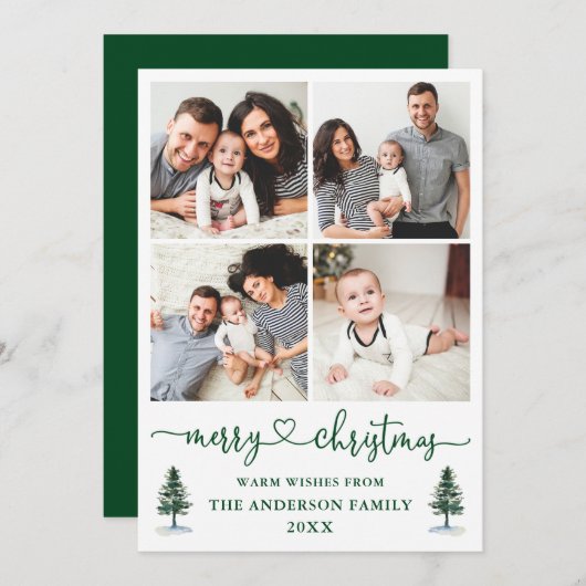 書道ハート4 Photo Water Color Pines シーズンカード (正面/裏面)