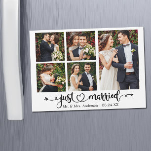書道ハート5フォトたった今結婚しましたマグネットカード
